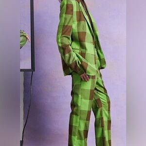 ASOS Green and Brown Checkered Women's Suit